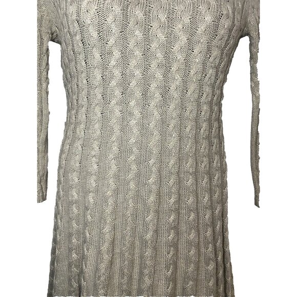 Vintage J. Howard Beige Size M Cable Knit Sweater Dress Aline Knee Length Career - Picture 9 of 11